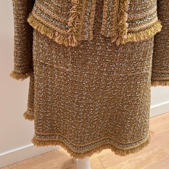 M Missoni Gold Silver Glitter Knit Skirt Suit Size 44 - Picture 9 of 17